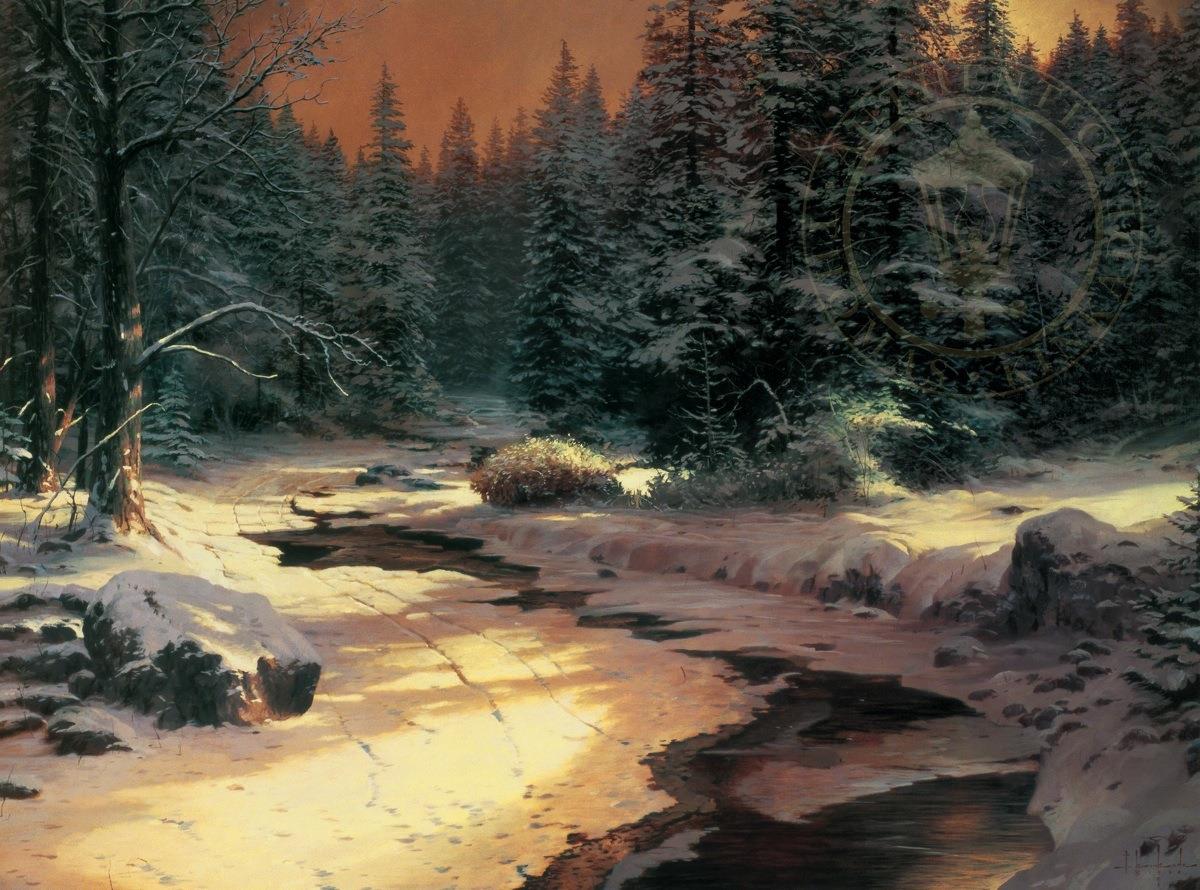 La fin de l’hiver Thomas Kinkade Peintures à l'huile